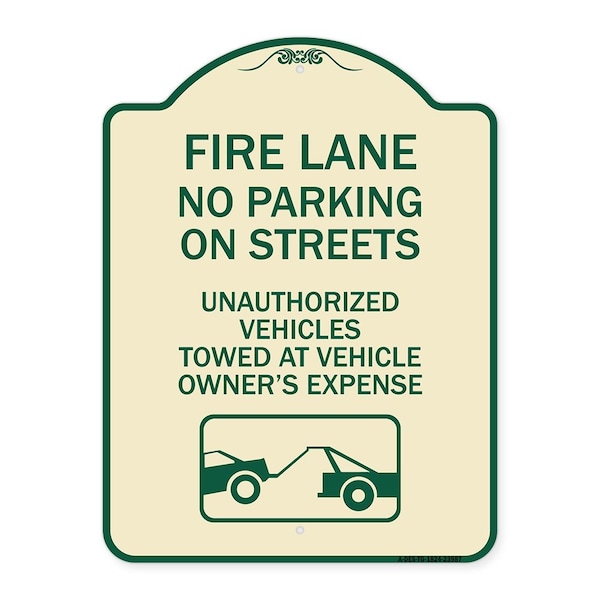 Fire Lanes No Parking on Streets Unauthorized Vehicles Towed at Owner Expense, A-DES-TG-1824-23987